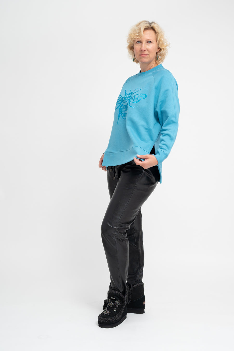 Pulover ženski oversize moder