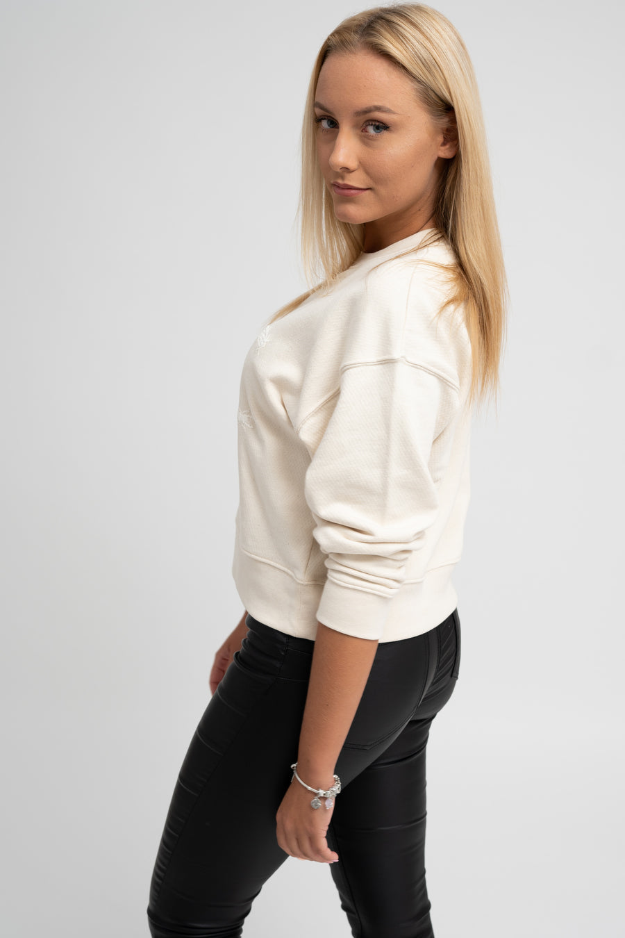 Cropped sweatshirt wave terry with a small bugs