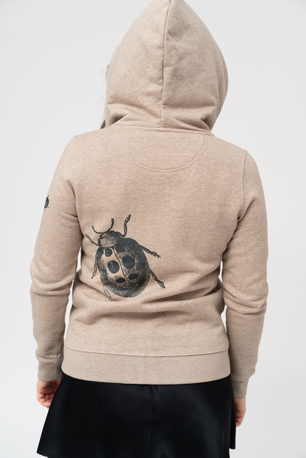 ZIP-THRU HOODIE SWEATSHIRT with black Ladybugs print