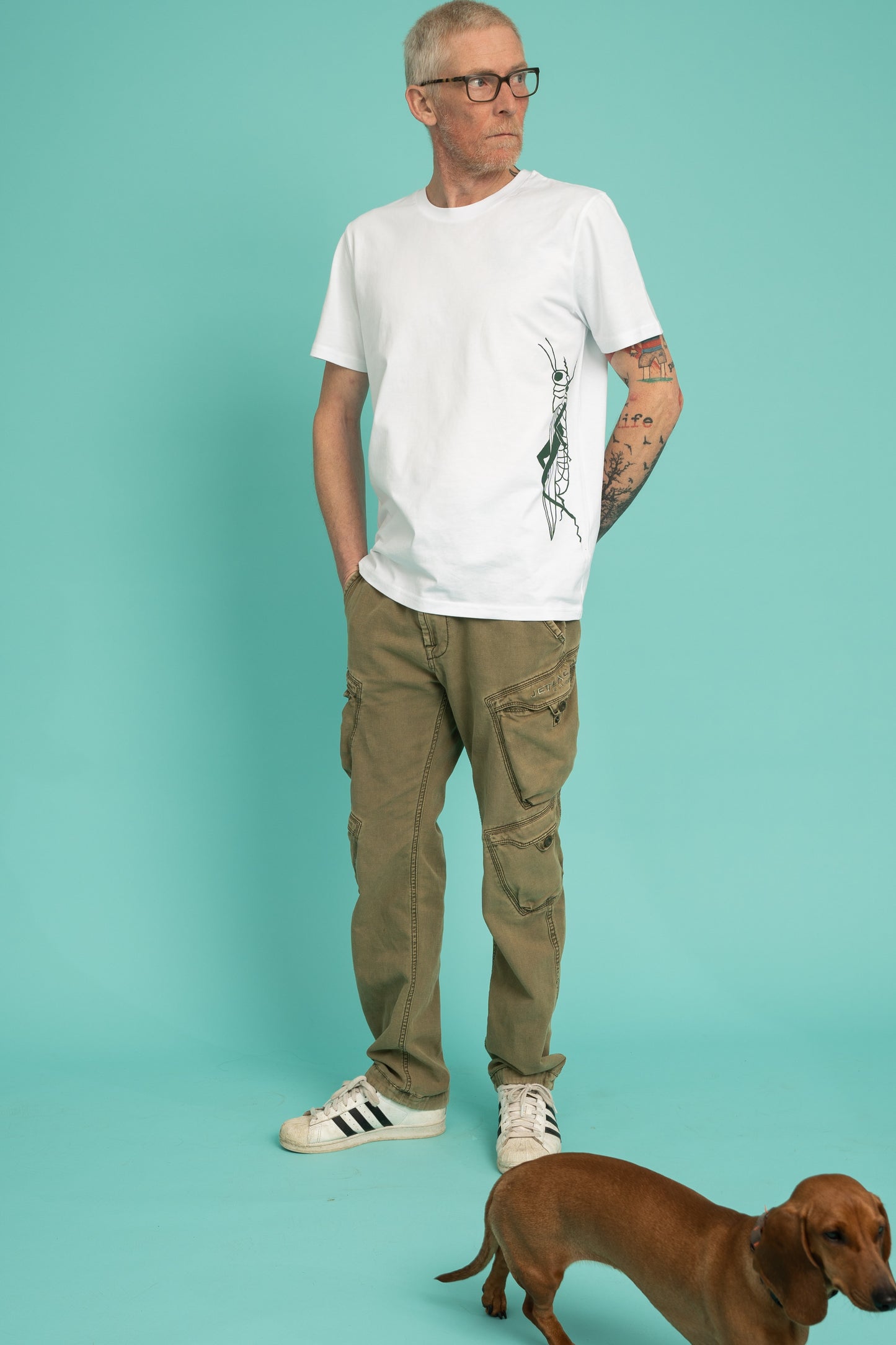Green grasshopper on unisex tee