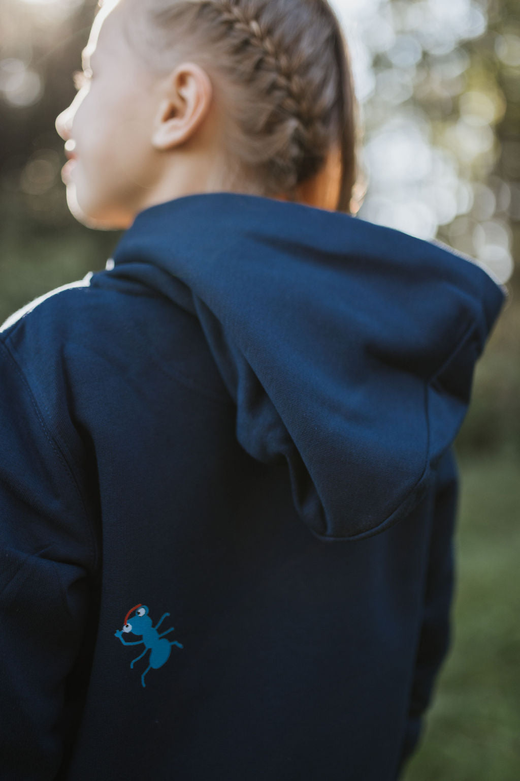 Children's blue jacket with ants