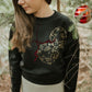 Black cropped crew neck sweatshirt with a bubble inside bug