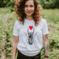 Silver scarab with pink plush heart, female model - 150 g cotton