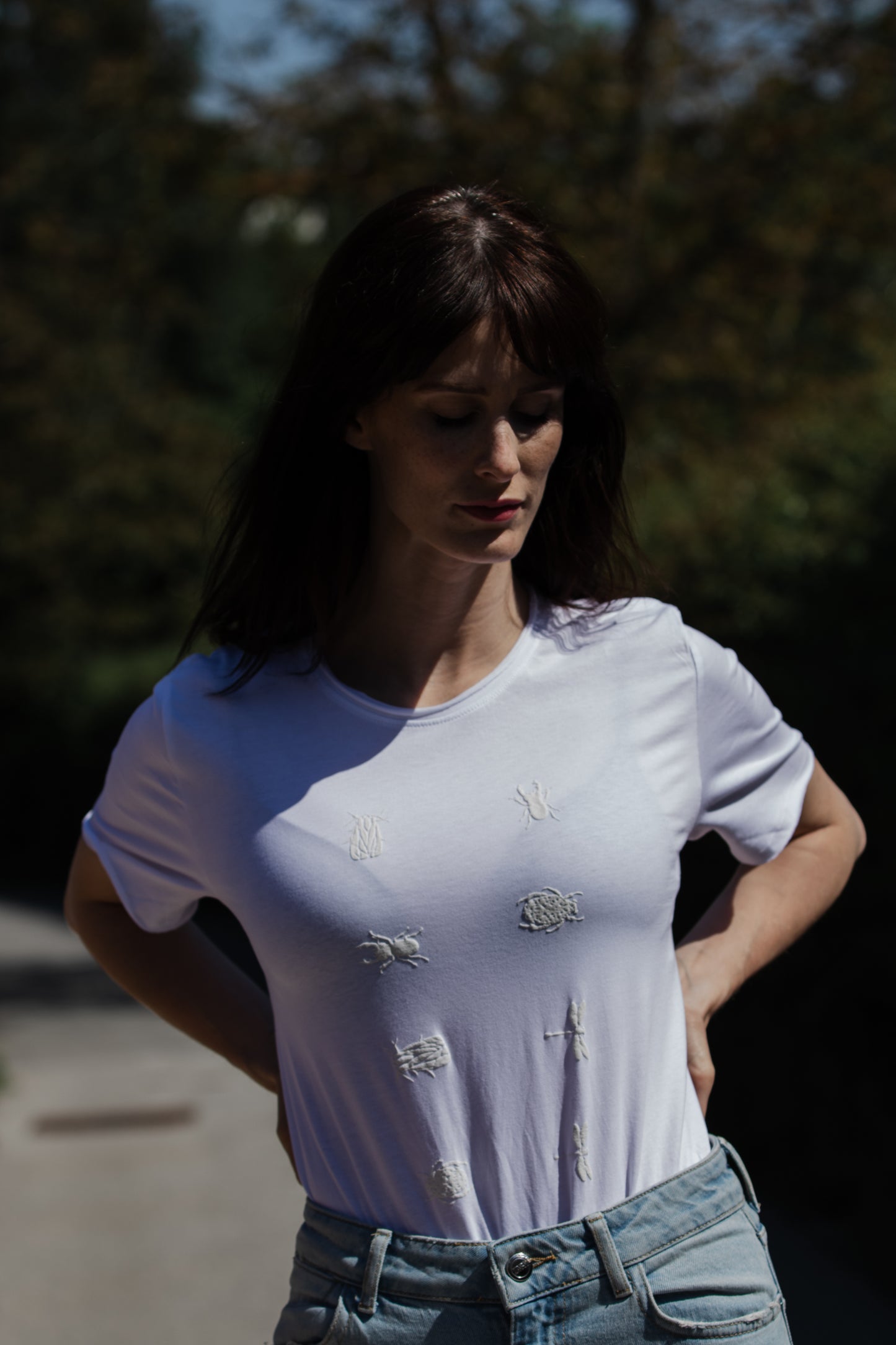 White T shirt and small 3D bugs