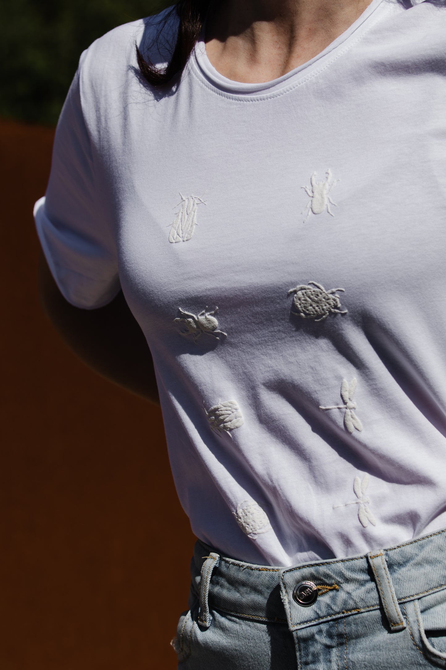 White T shirt and small 3D bugs