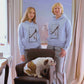 LIGHT BLUE Hoodie with a Frame Print