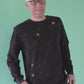 Black splatter sweater with a small bugs