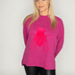 Women's oversize sweater with side cut, 300 g organic cotton - longer on the back