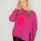 Women's oversize sweater with side cut, 300 g organic cotton - longer on the back
