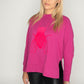 Women's oversize sweater with side cut, 300 g organic cotton - longer on the back