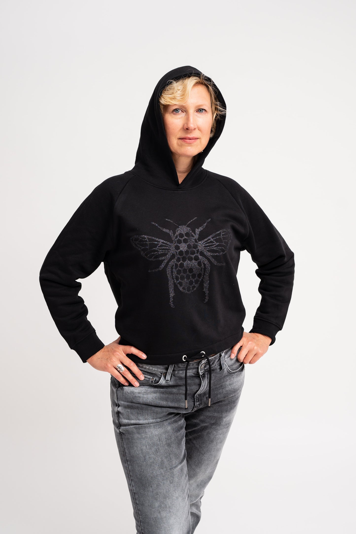 Hoodie kratek črn