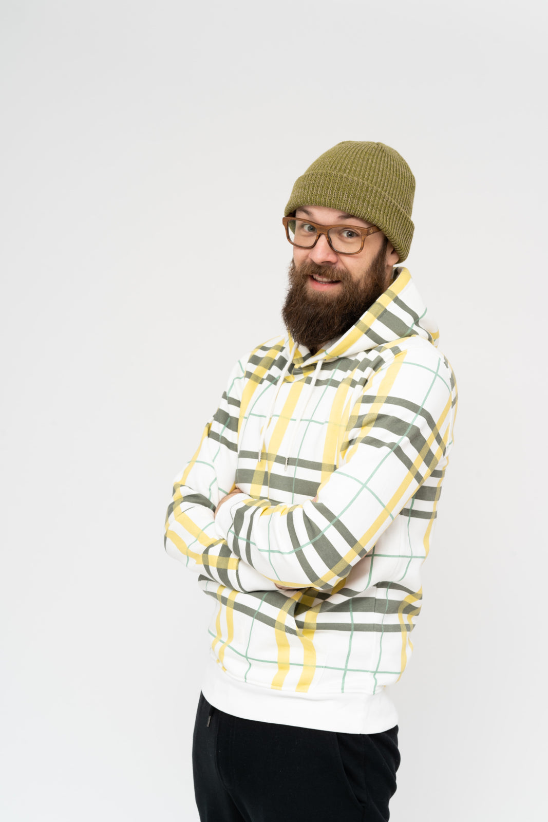 Checkered hoodie with a small white scarab 