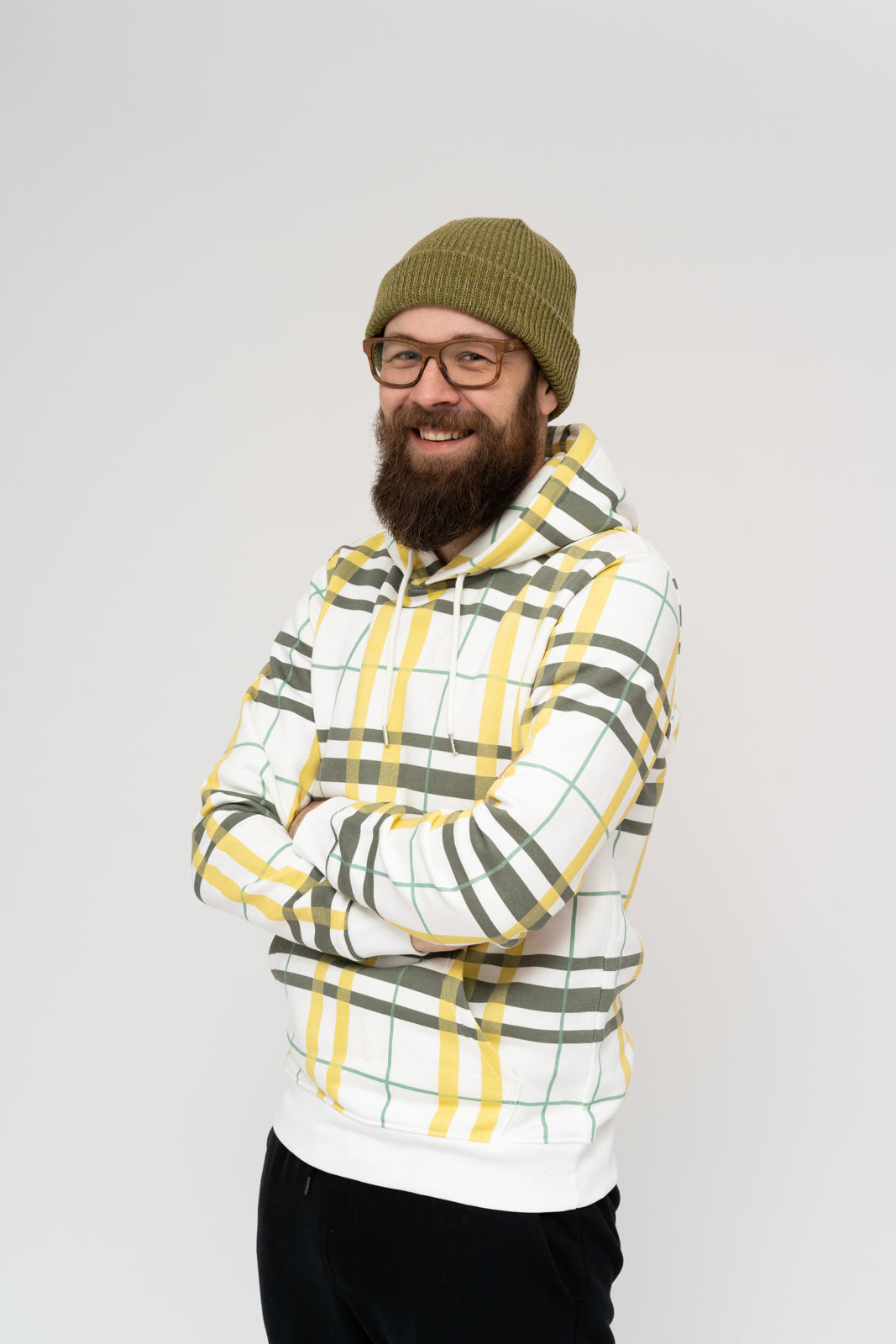 Checkered hoodie with a small white scarab 