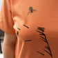 Women t shirt dress with oat and bees