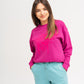 Cropped sweatshirt wave terry with pink plush bee