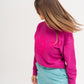Cropped sweatshirt wave terry with pink plush bee