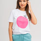 A bee on a pink circle 