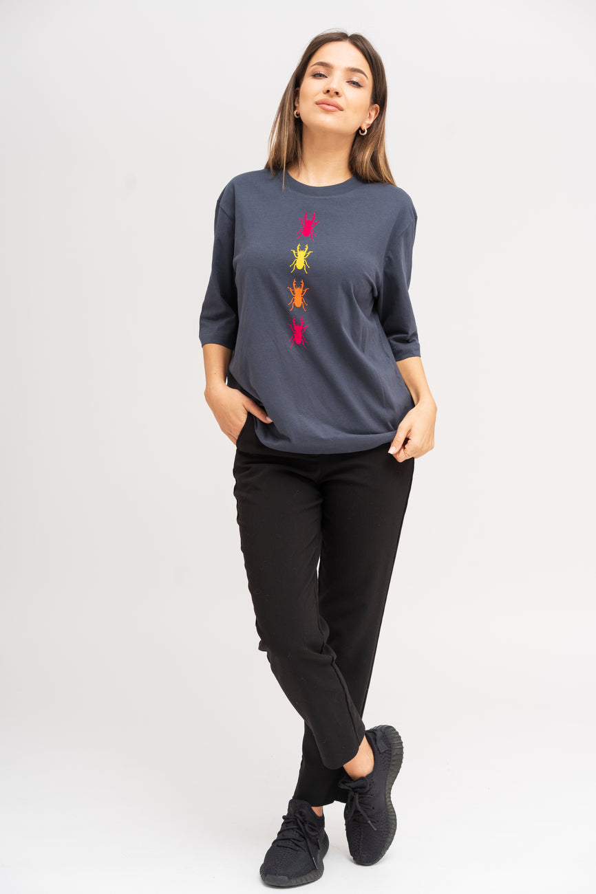 T-Shirt with slightly longer sleeves, straight cut/organic cotton