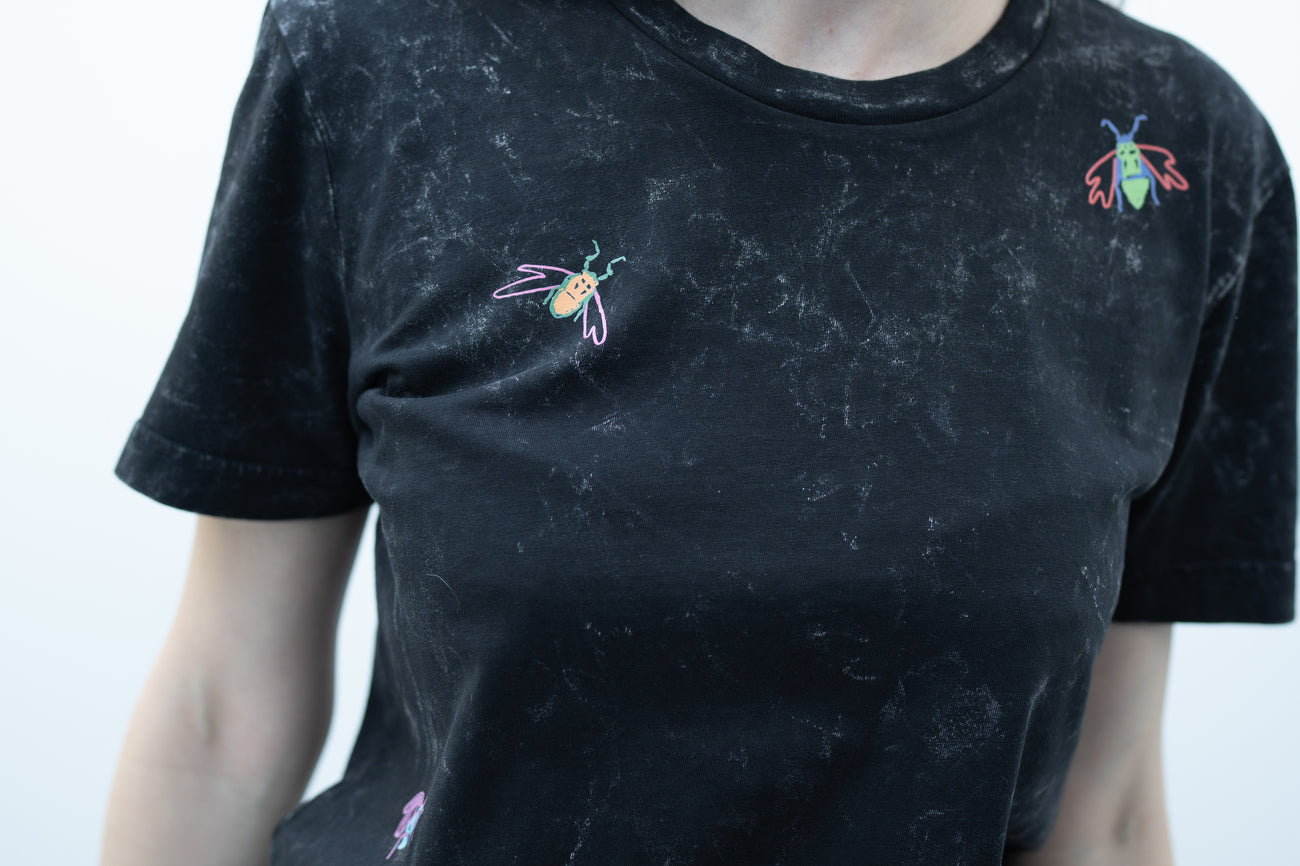 Black splatter  t -Shirt with small bugs 