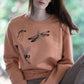 Apricot sweater with handmade 3D dragonfly print 