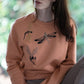 Apricot sweater with handmade 3D dragonfly print 
