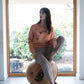 Apricot sweater with handmade 3D dragonfly print 