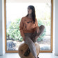 Apricot sweater with handmade 3D dragonfly print 