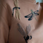 Apricot sweater with handmade 3D dragonfly print 