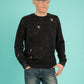 Black splatter sweater with a small bugs