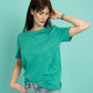 Turquoise tee with a grasshopper