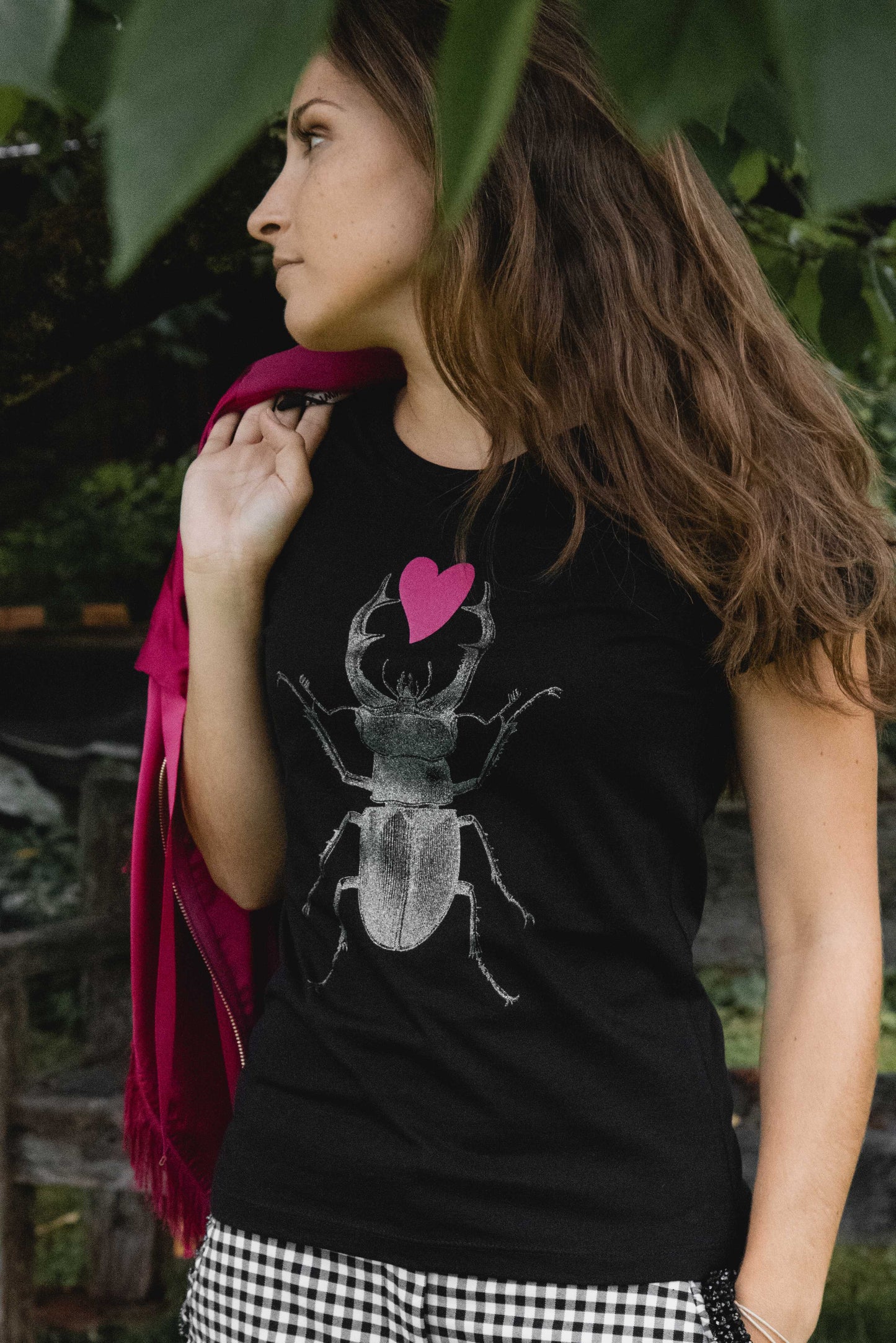 Silver scarab with pink plush heart, female model - 150 g cotton