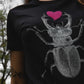 Silver scarab with pink plush heart, female model - 150 g cotton
