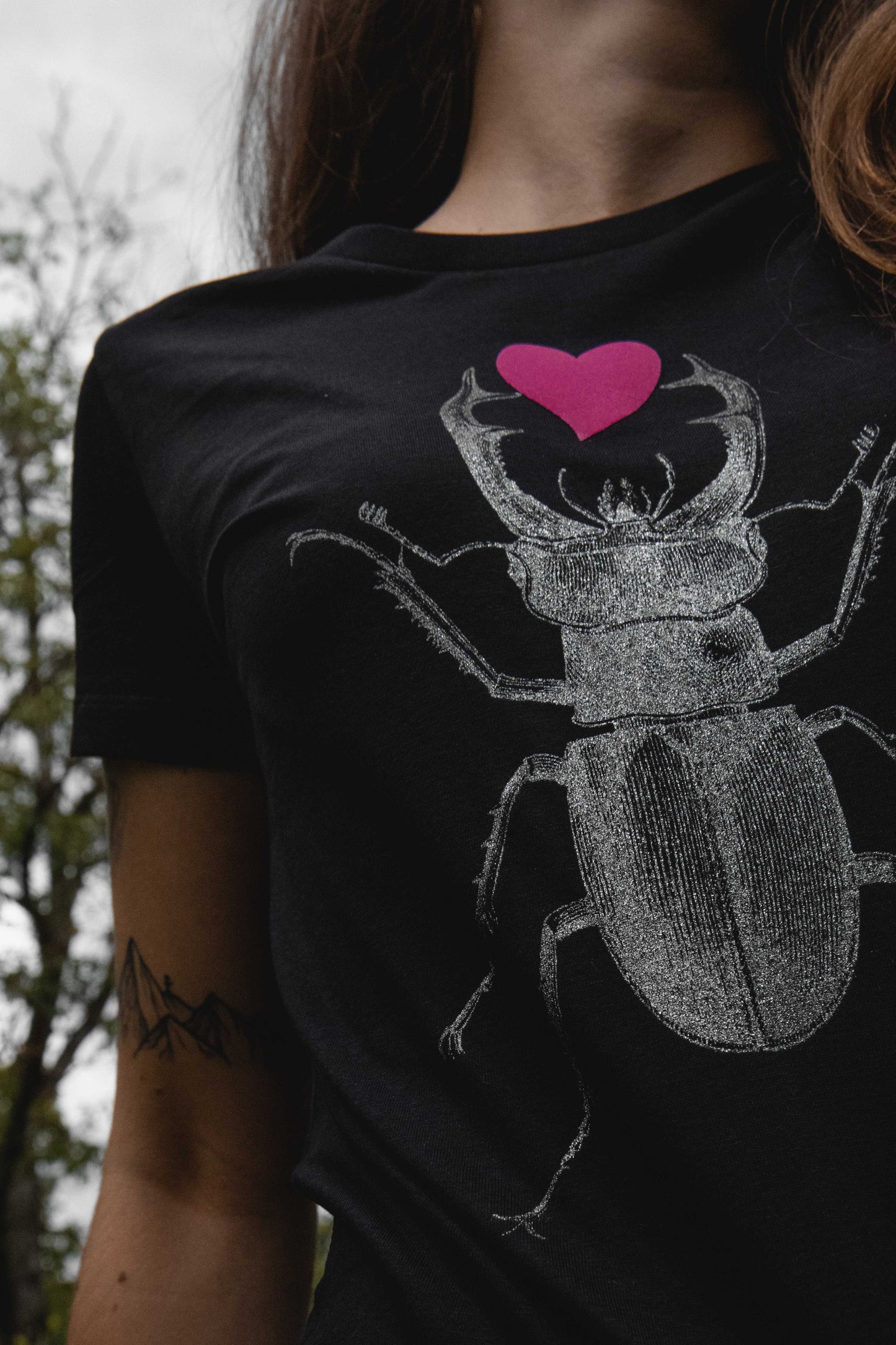 Silver scarab with pink plush heart, female model - 150 g cotton