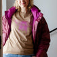 Caramel majica in dvojna čebela v pink barvi - unisex model / 100% organski bombaž