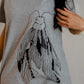 Siva T shirt obleka in velik črn metulj spredaj ter mali na rami zadaj / 100% organski bombaž
